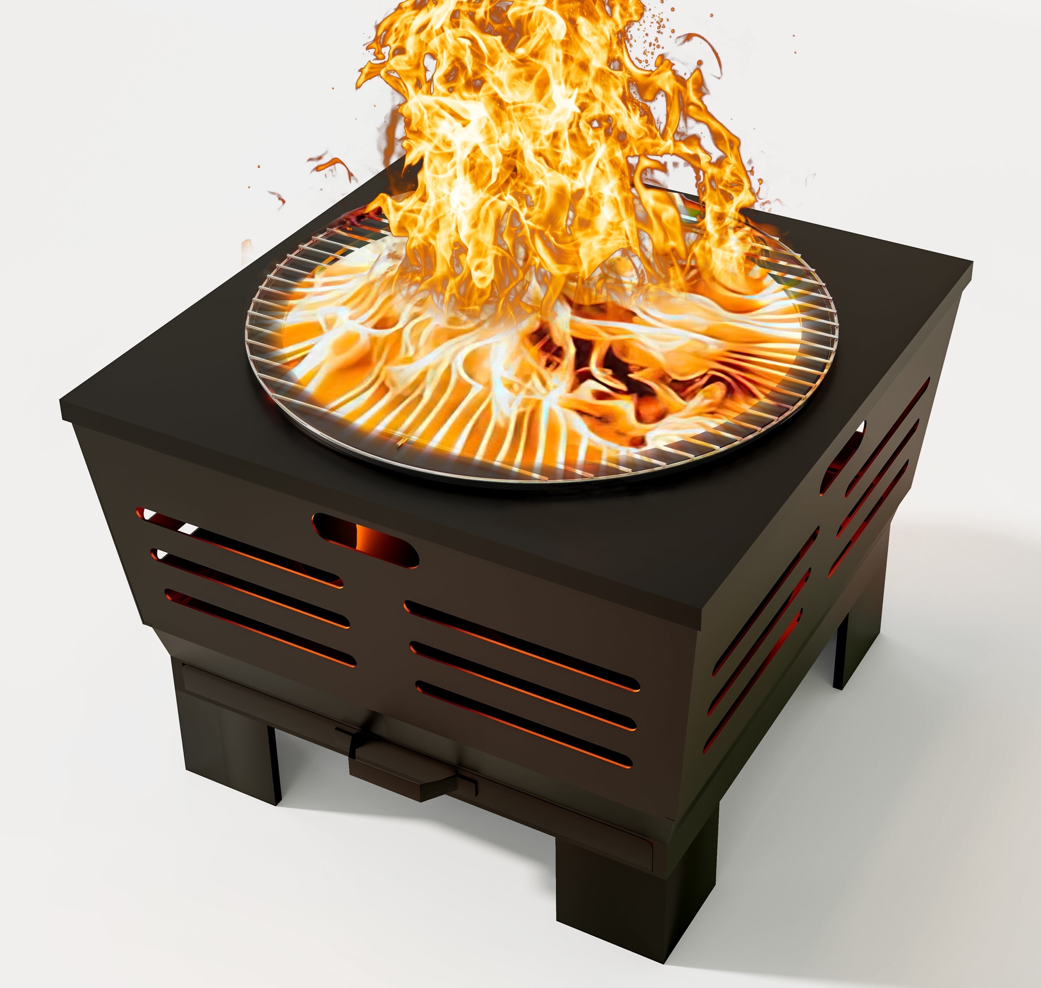 Fire Beauty Stove Bonfire with Stand,Smokeless Fire Pit Wood Burning Firepit with Ash Pan, Portable Outdoor Firepit with Cooking Grate & Poker For Camping,Backyard