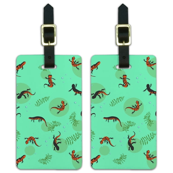 Fire Belly Newts Swimming Pattern Luggage ID Tags Suitcase Carry-On Cards - Set of 2