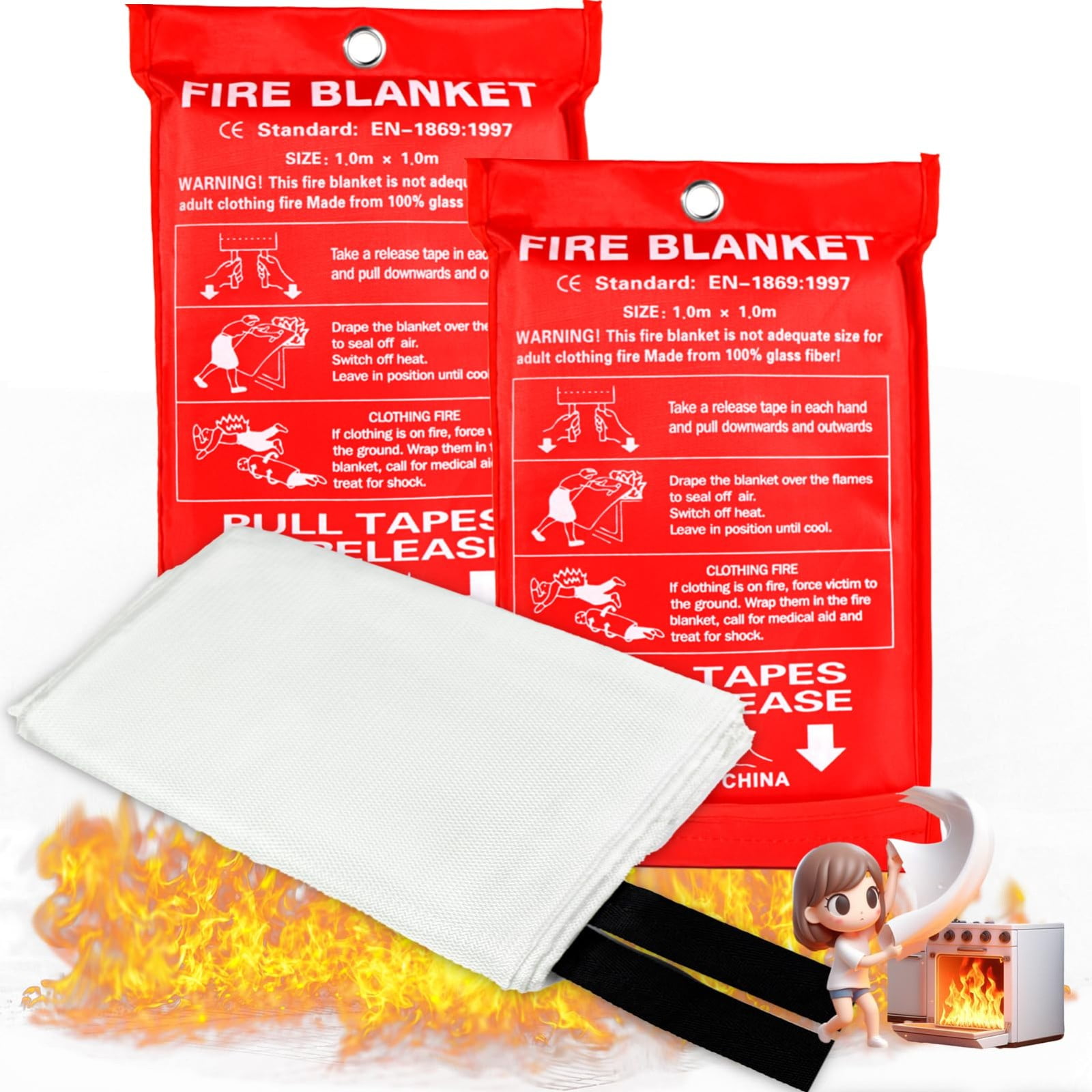 Major Deals, Deals up to 50% off Fire Blanket Fireproof Blanket Kitchen ...