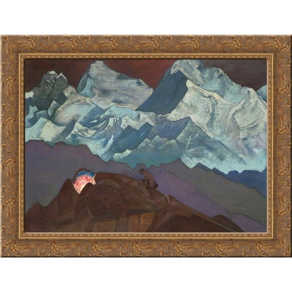 Fire Blossom 24x18 Gold Ornate Wood Framed Canvas Art by Nicholas Roerich