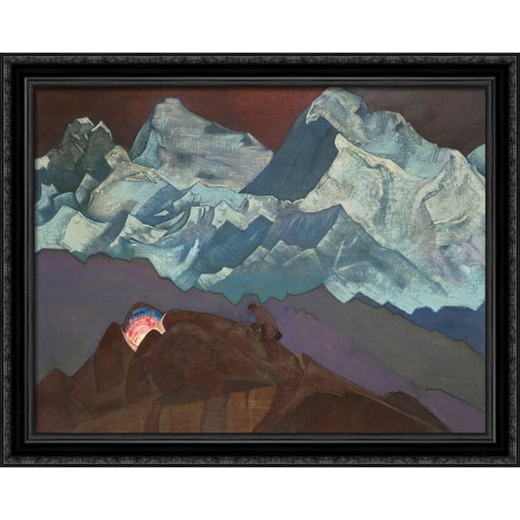 Fire Blossom 36x28 Large Black Ornate Wood Framed Canvas Art by Nicholas Roerich