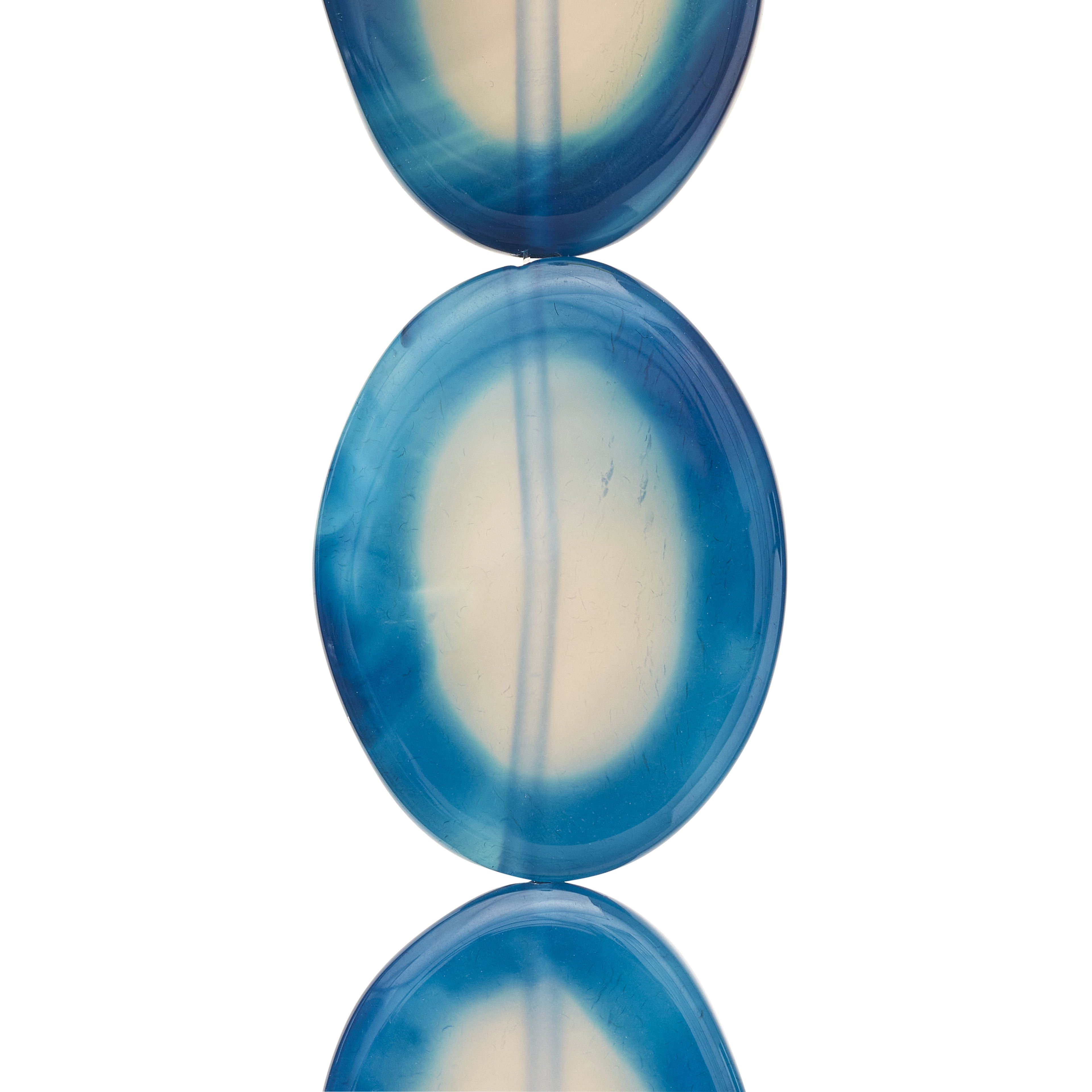 Oval Sapphire Blue Agate Semi-Precious Beads - 40mm
