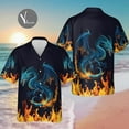 thumbnail image 1 of Fire Blue Dragon Hawaiian Shirt, Mythical Dragon Summer Shirt, 3D Hawaiian Aloha Shirt, Hawaii Shirt for Men and Women, Dragon Lovers Gifts., 1 of 2