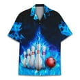 thumbnail image 1 of Fire Bowling Hawaiian Shirt For Men Blue Flame Bowling Shirt Mens Hawaiian Shirts Short Sleeve Button Up Shirt Men TO1, 1 of 7