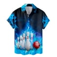 thumbnail image 1 of Fire Bowling Hawaiian Shirt For Men Blue Flame Bowling Shirt Mens Hawaiian Shirts Short Sleeve Button Up Shirt Men, 1 of 7