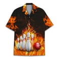 thumbnail image 1 of Fire Bowling Hawaiian Shirt For Men Red Flame Bowling Shirt Mens Hawaiian Shirts Short Sleeve Button Up Shirt Men TO1, 1 of 7
