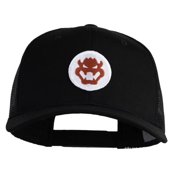 Fire Bowser Iron on Patched Six Panels Pro Style Trucker Mesh Cap - Black OSFM