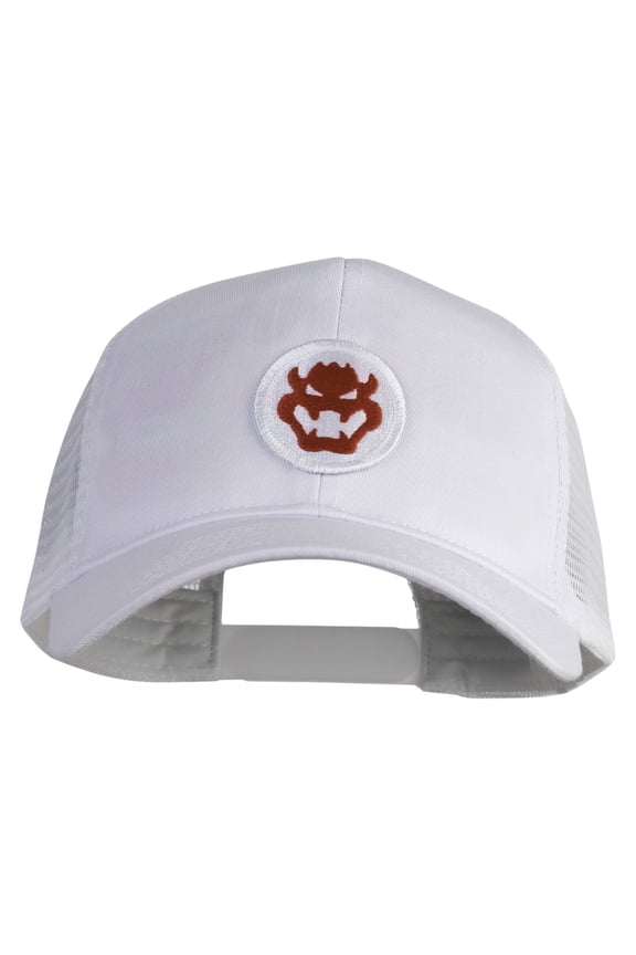 Fire Bowser Iron on Patched Six Panels Pro Style Trucker Mesh Cap - White OSFM