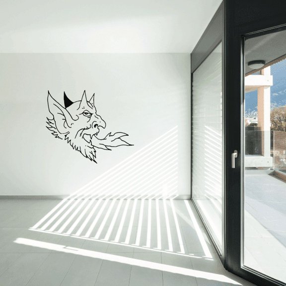Fire Breathing Devil Head Decal - 36 Inches