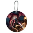 thumbnail image 1 of Fire Breathing Red Dragon Castle Fantasy Round Luggage ID Tag Card Suitcase Carry-On, 1 of 8