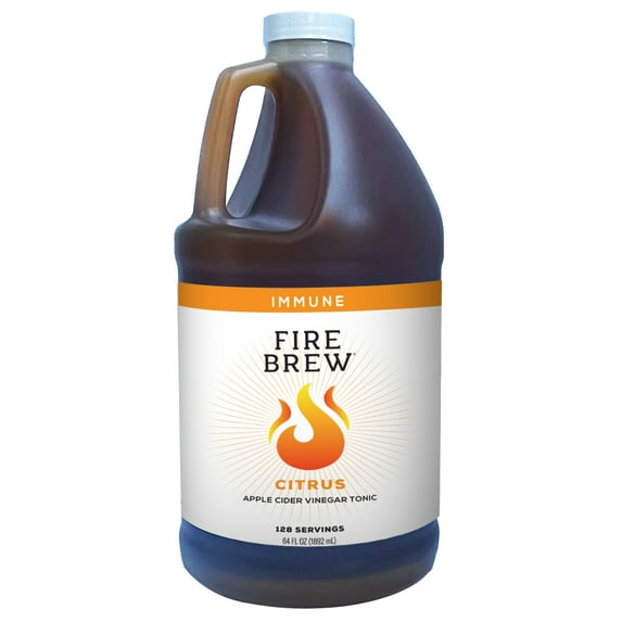 Fire Brew Immune - Citrus Apple Cider Vinegar Wellness Tonic | 128 Concentrated Shots of Healthiest Organic Ingredients to Strengthen Immune System, Improve Digestion, Fight Inflammation ? Half Gallon