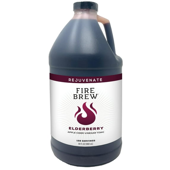 Fire Brew Restore - Elderberry Apple Cider Vinegar Wellness Tonic | 128 Concentrated Shots of Healthiest Organic Ingredients Rich in Antioxidants & Vitamins to Strengthen Immune System - Half Gallon