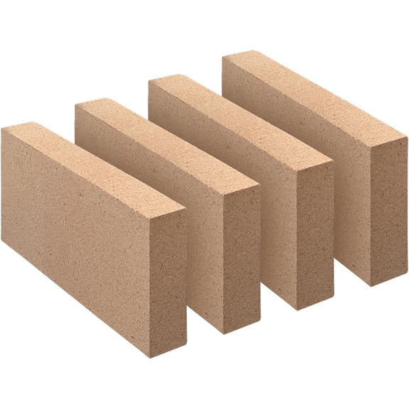 Fire Bricks, Food Grade Woodstove Firebricks, Size 9 x 4-1/2 x 1-1/4 | 3000F, 4-Pack, Insulating Fire Bricks, Clay Firebricks Replacement for Wood Stoves, Fireplaces, Fire Pit, Kiln, Pizza Oven