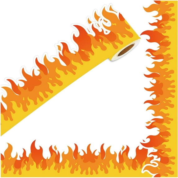 Fire Bulletin Board Border 32.8FT Red Orange Burning Fire Shaped Die Cut Trim Border Firefighter Trim Border