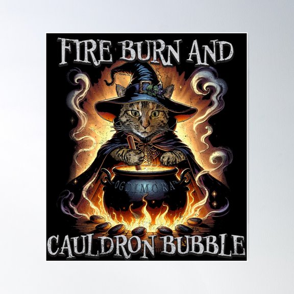 Fire Burn And Cauldron Bubble Poster Wall Art, Modern Wall Decor For Living Room Bedroom, 8x12 UNFRAMED