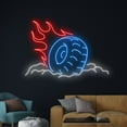 thumbnail image 1 of Fire Car Wheel Neon Sign, Flaming Wheel Led Sign, Burning Wheel Led Light, Racing Car Neon Light, 1 of 5