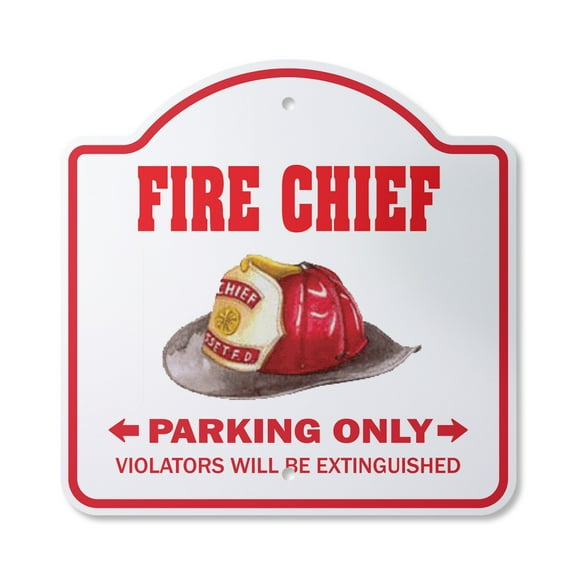 Fire Chief 10” x 10” Sign | Indoor/Outdoor Plastic | SignMission Designer Parking Fighter Man Gift EMT Fireman Responder Novelty Gift Funny Joke Gag Road Garage
