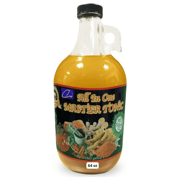 Fire Cider Master Tonic Wellness Shots | Herbal Tonic Apple Cider Vinegar Ginger Turmeric Honey | Gut Health Cleanse | Kosher Certified | Half Gallon/64oz