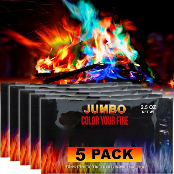 Fire Color Packets (5 ), Multi-Color Fire for Fire Pits, Campfires, Bonfires & Fireplaces - Camping Essentials & Outdoor Party Accessories