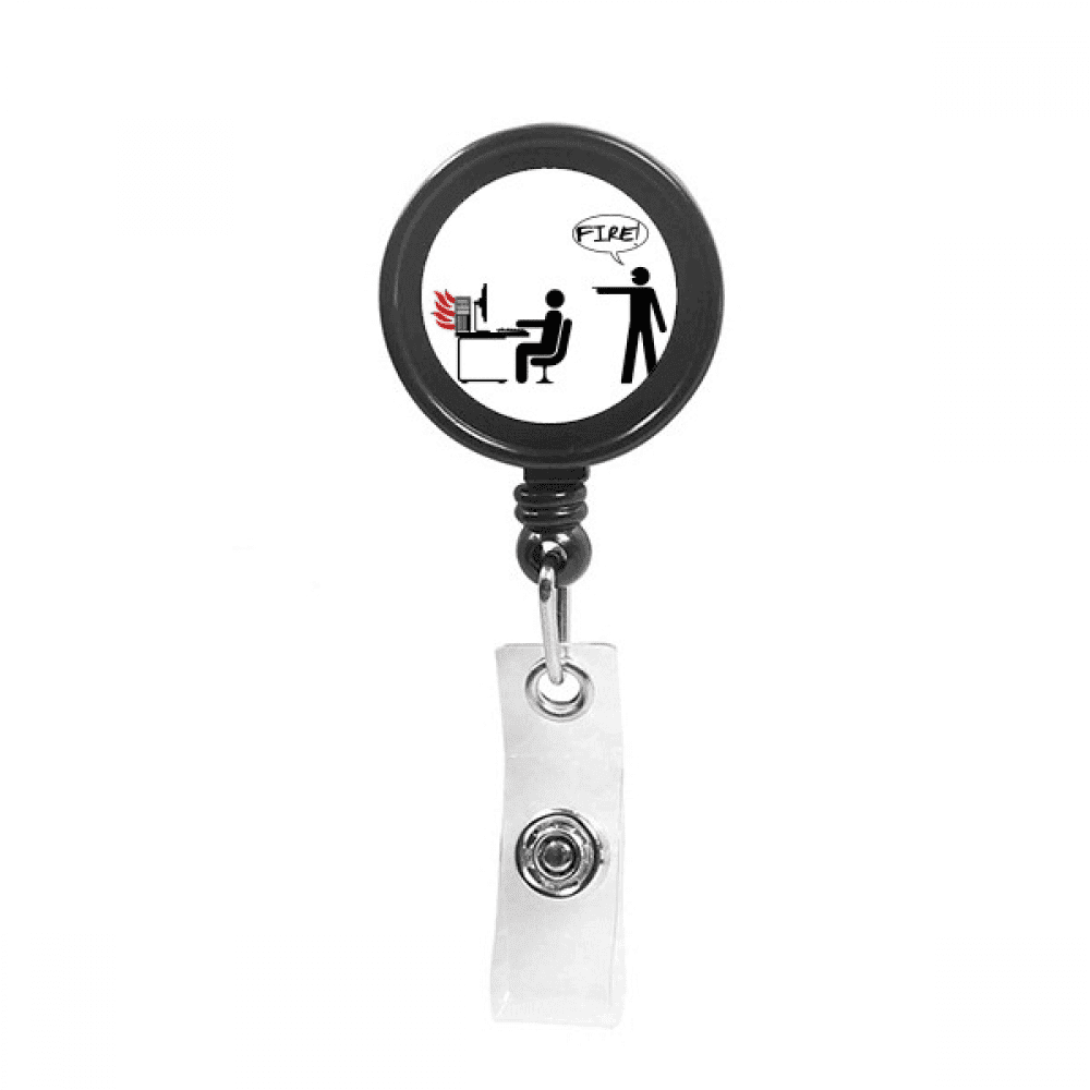 Fire Computer Work Desk Art Deco  Fashion Retractable Keychain Badge Holder ID Badge