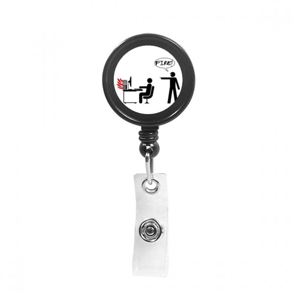 Fire Computer Work Desk Art Deco  Fashion Retractable Keychain Badge Holder ID Badge