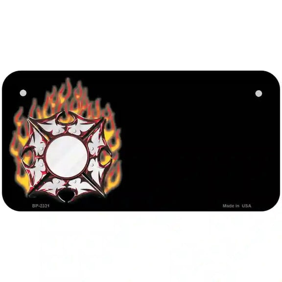 Fire Cross Offset Flat Metal Novelty License Plate 6" x 3" Bicycle