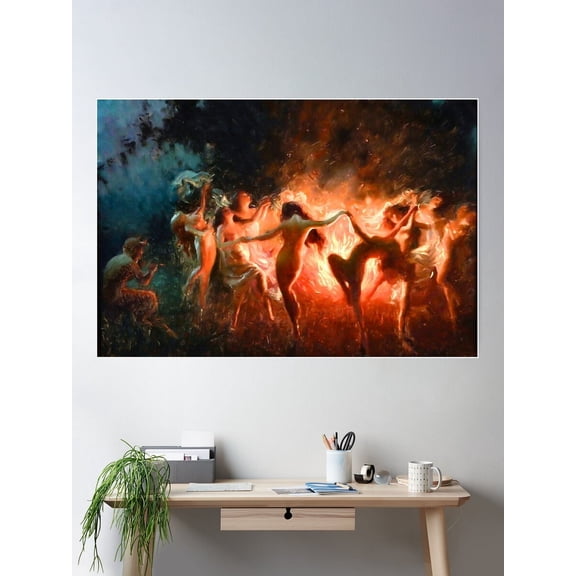 Fire Dance Nymphs Dancing 1920 Vintage Art Poster Home Wall Decor Print Classic UNFRAMED POSTER