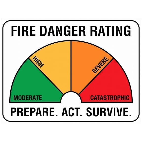 Fire Danger Rating Fire Safety Sign - 8"x12" Metal Tin Warning Caution Notice for Yard Office Outdoor Indoor, Fire Zone, Forest Area, Fire Safety Alert