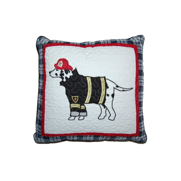 Fire Department 100% Hypoallergenic Cotton Dalmatian Fireman Patchwork Decorative Throw Pillow