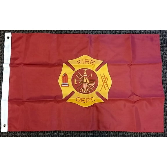 Fire Department 2x3 Foot Flag Double Sided Nylon Embroidered Banner Fire Dept