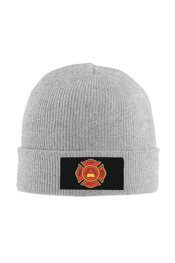 Fire Department Badge Icon Men Women Knitted Hat Adult Knit Beanie For Fall Winter Knit Hat Cap