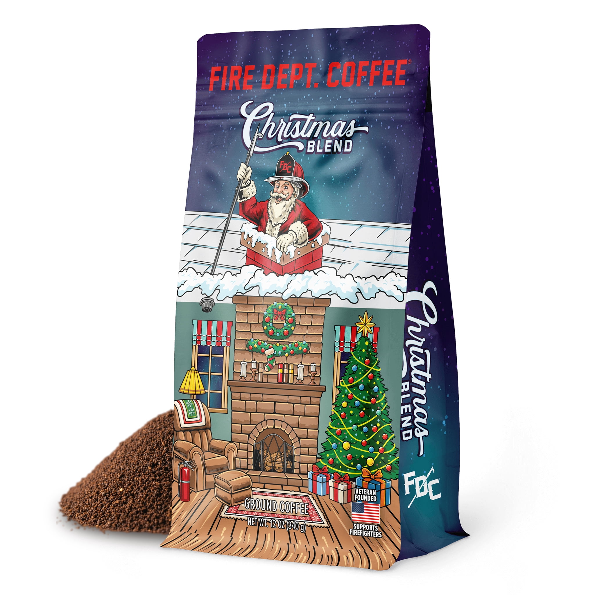 Fire Department Coffee Christmas Blend Medium Roast Premium Ground Coffee, 12 oz