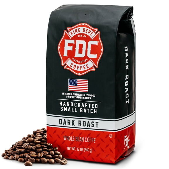 Fire Department Coffee Dark Roast Premium Whole Bean Coffee, 12 oz