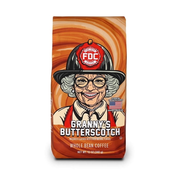 Fire Department Coffee Granny's Butterscotch Medium Roast Premium Whole Bean Coffee, 12 oz