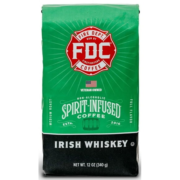 Fire Department Coffee Irish Whiskey Infused Medium Roast Premium Ground Coffee, 12 oz