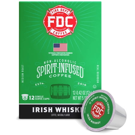 Fire Department Coffee Irish Whiskey Infused Medium Roast Premium K-Cup Coffee Pods, 12 Pack