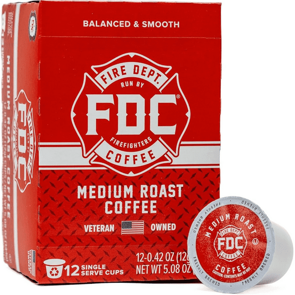Fire Department Coffee, Original Medium Roast, Premium K-Cup Coffee Pods (12 Pack)