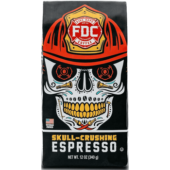 Fire Department Coffee Skull-Crushing Espresso Dark Roast Premium Ground Coffee, 12 oz