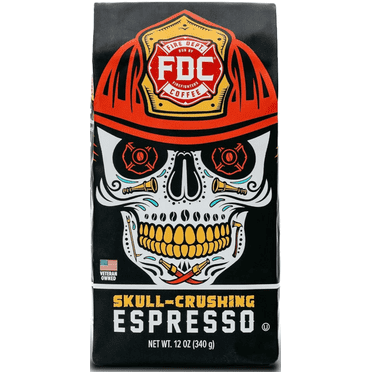 Fire Department Coffee Skull-Crushing Espresso Dark Roast Premium Ground Coffee, 12 oz
