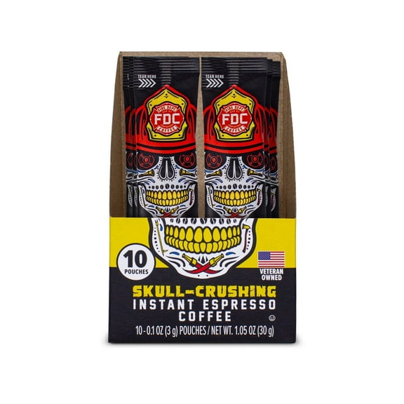 Fire Department Coffee Skull-Crushing Espresso Dark Roast Premium Instant Coffee Packets (60 Pack)
