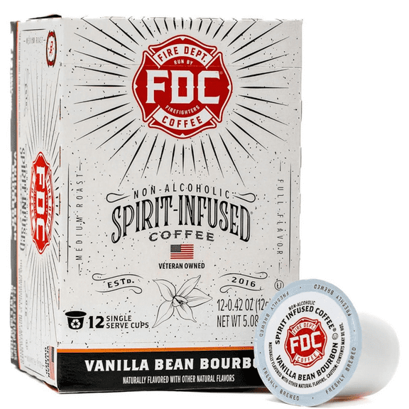 Fire Department Coffee, Vanilla Bean Bourbon Infused, Premium K-Cup Coffee Pods (12 Pack)