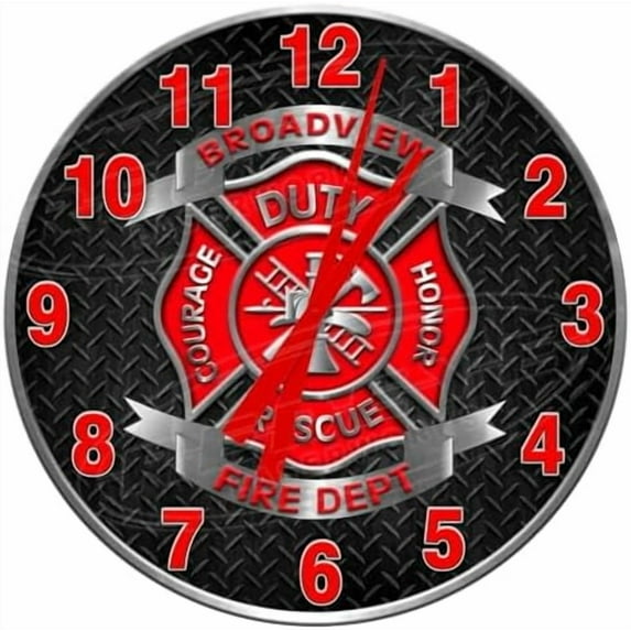Fire Department Customized Wall Clock, Fire Fighter Wall Clock - 12"