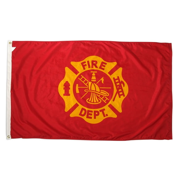 Fire Department Flag Nylon Outdoor Rectangular Heading Brass Grommets 3ft x 5ft