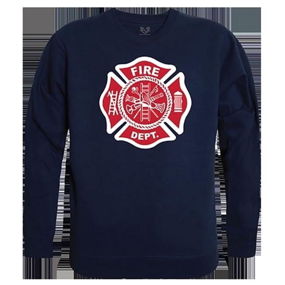 Fire Department Graphic Crewneck Sweatshirt, Navy - Extra Large