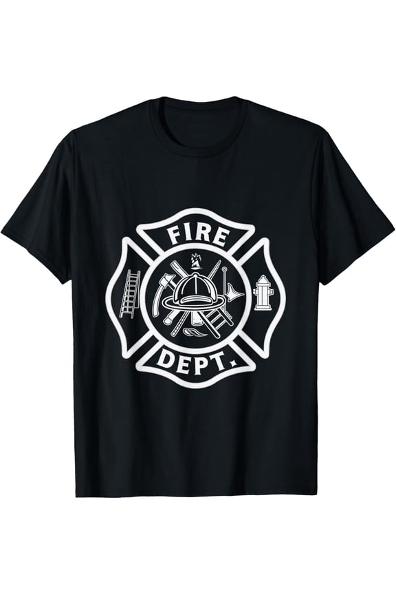 Fire Department Logo Firefighter Gear Fireman Badge T-Shirt