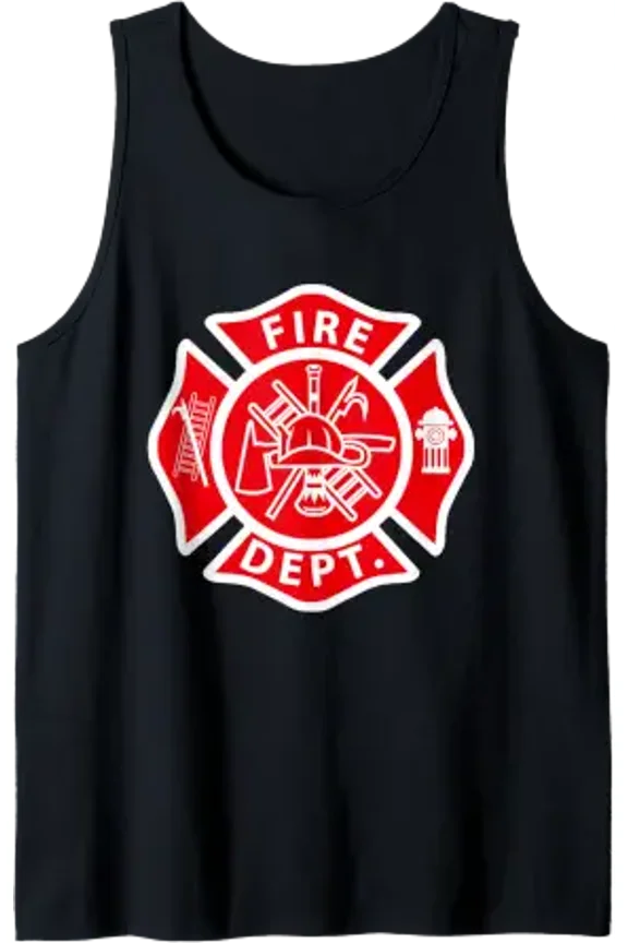 Fire Department Logo Fireman Symbol Firefighter Tank Top Size S-3XL