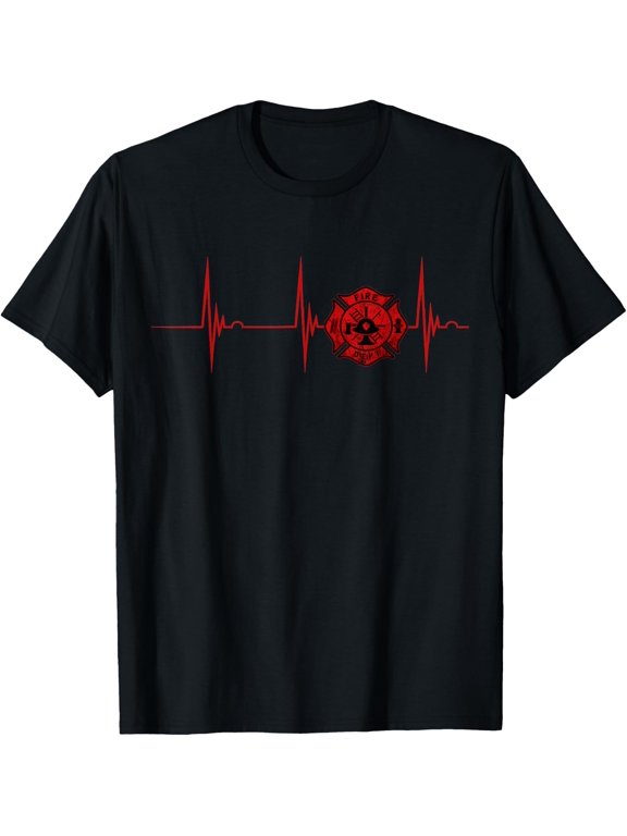 Fire Department Logo Heartbeat EKG Firefighter T-Shirt