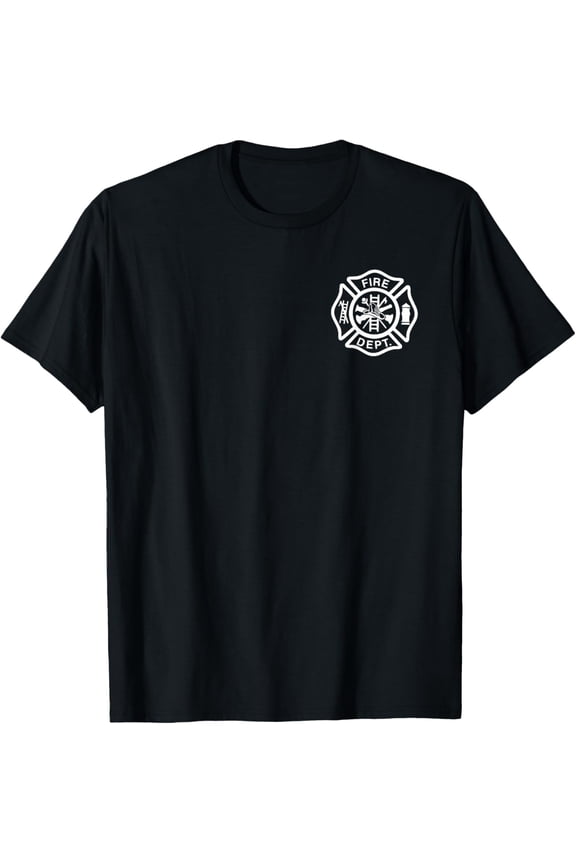 Fire Department Logo Uniform Fireman Symbol Firefighter Gear T-ShirtMen's and women's gift, black and white T-shirt, size: Extra large S-4XL