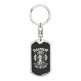 thumbnail image 1 of Fire Department No Fear Firefighter Stainless Steel or 18k Gold Premium Swivel Dog Tag Keychain, 1 of 10