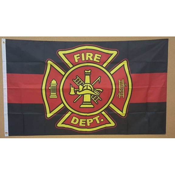 Fire Department Red Line Flag 3'X5' Fireman Volunteer Safety Pride Support